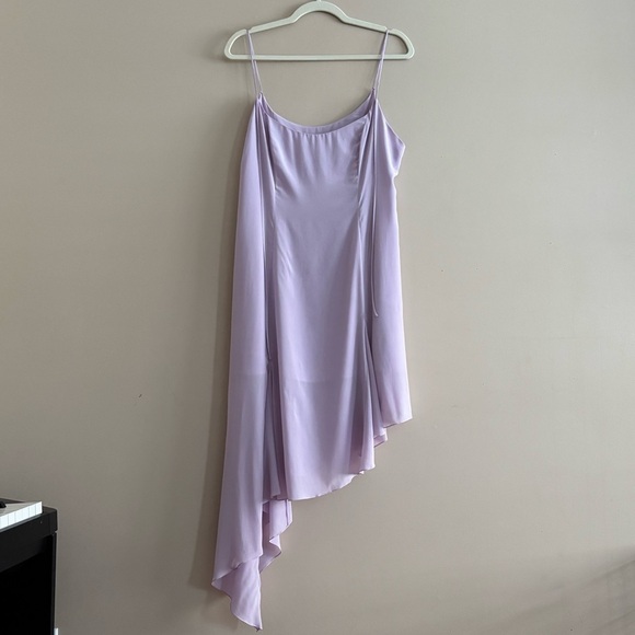 NWOT MATERIEL TBILISI Sz 10 Silk Asymmetrical Flare Slip Dress In Lilac Lavender - Picture 5 of 11